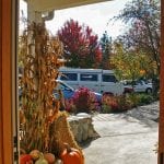 Autumn view from entry to T Williams Realty on Orcas Island