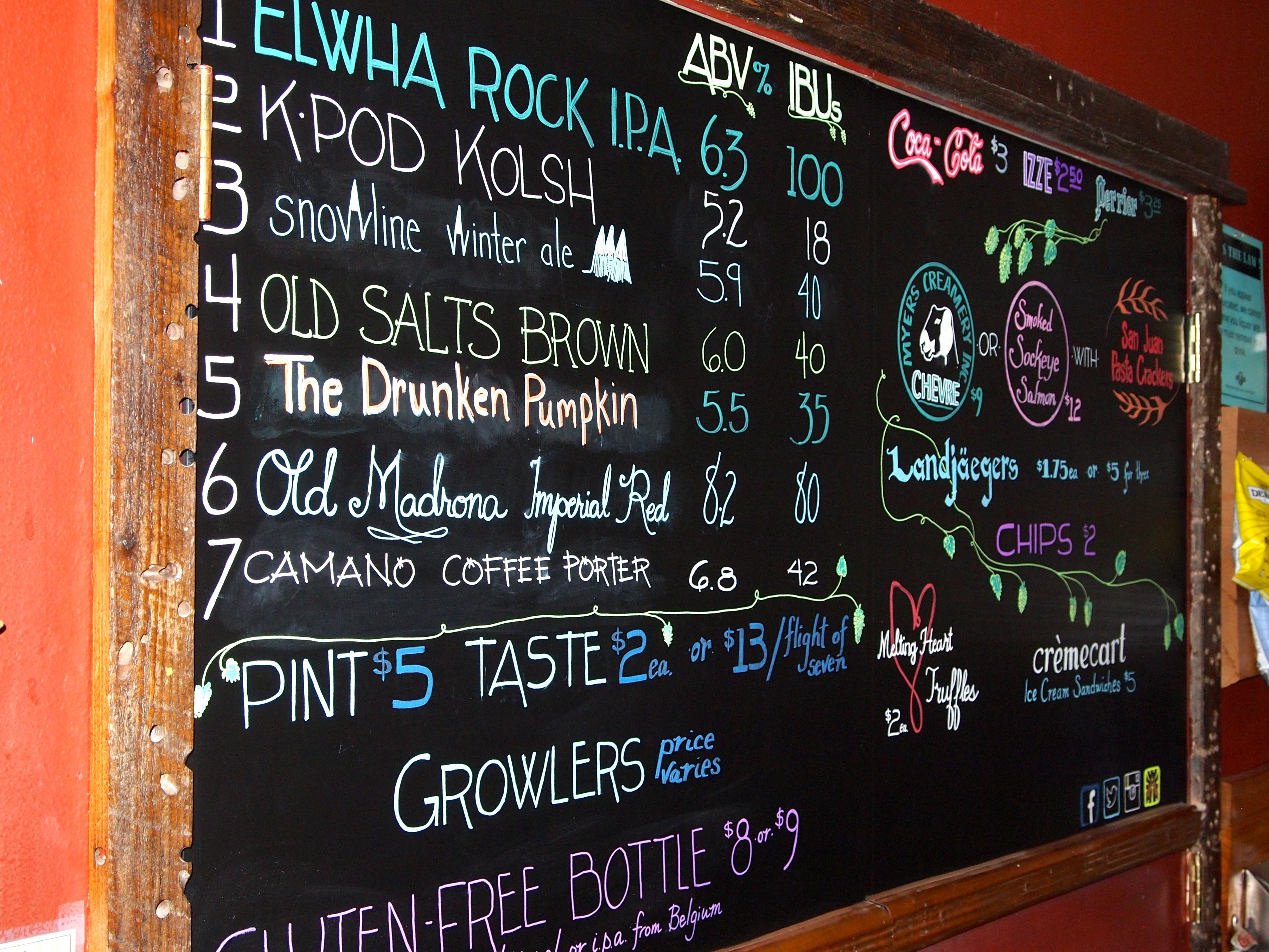 Beer selection currently on tap is listed on the board. I'll take a #1, thanks!